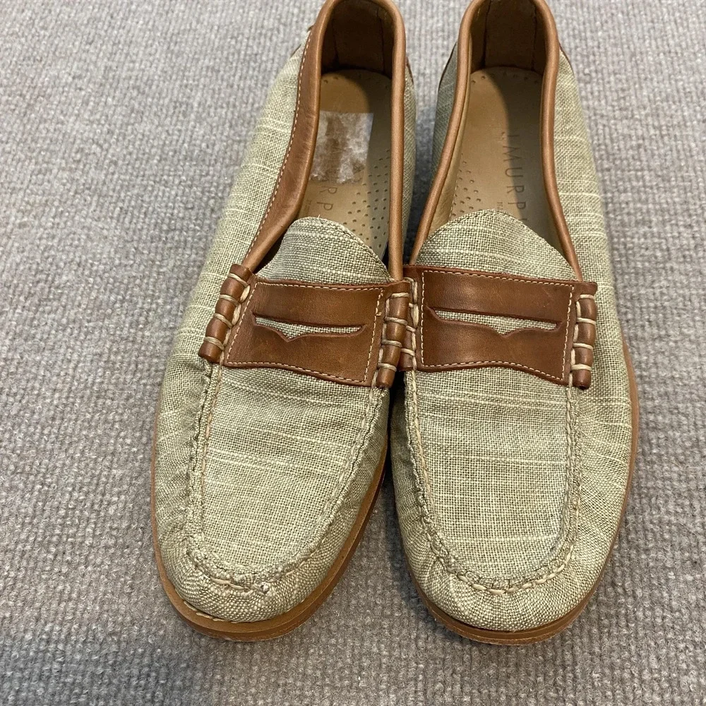 Johnston & Murphy Shoes Mens Size 8.5 M Beige Penny Loafers Slip On 59-10816